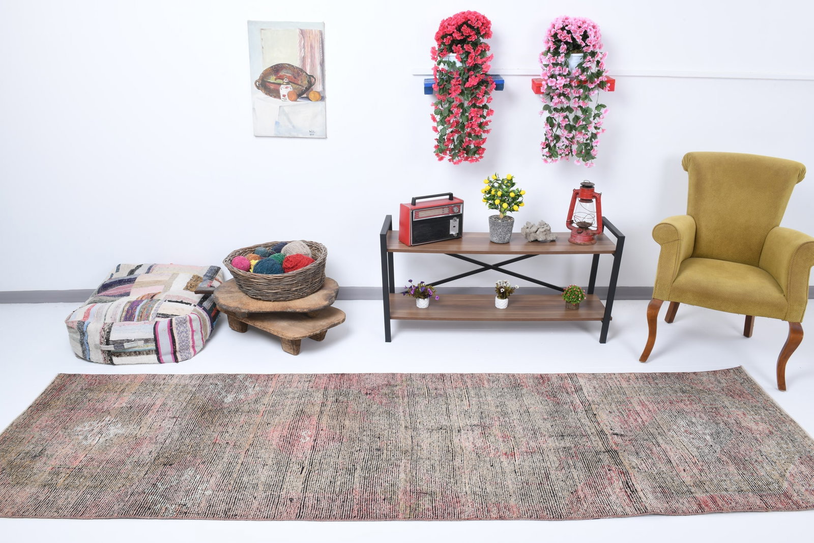 2'11'' x 10'11'' Handmade Vintage Wool Rug - 17548: Title: 2'11'' x 10'11'' Handmade Vintage Wool Rug - 17548 Description:2'11'' x 10'11'' Handmade Vintage Wool Rug - 17548 Origin:Turkiye Date/Period:1960-90 Materials:Wool,Cotton Dimension:2'11''x10'11