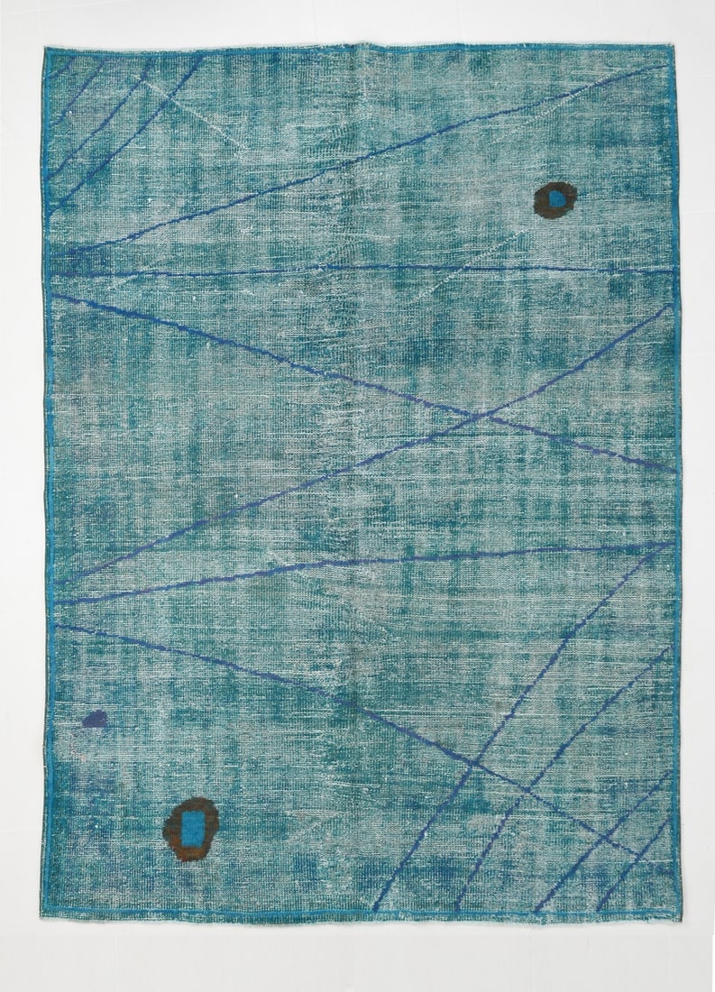 5'11'' x 8'3'' Handmade Vintage Wool Rug - 23317: Title: 5'11'' x 8'3'' Handmade Vintage Wool Rug - 23317 Description:5'11'' x 8'3'' Handmade Vintage Wool Rug - 23317 Origin:Turkiye Date/Period:1960-90 Materials:Wool,Cotton Dimension:5'11''x8'3'' ft,