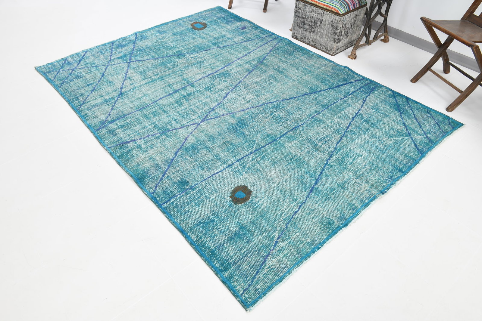 5'11'' x 8'3'' Handmade Vintage Wool Rug - 23317 - 3