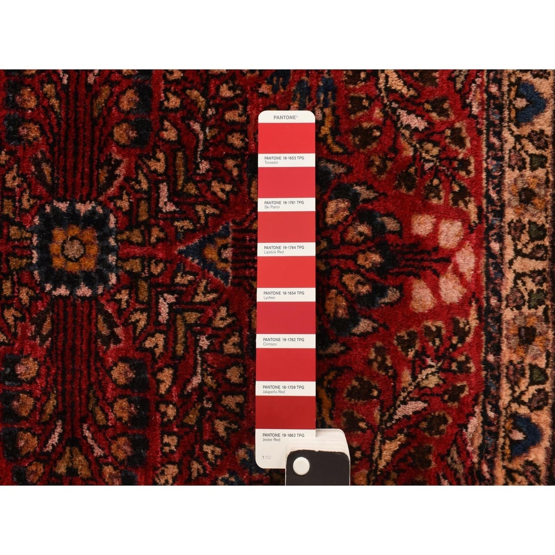 Jalapeno Red Mat Antique Zoroastrian Sarouk Hand Knotted Oriental Rug - 2
