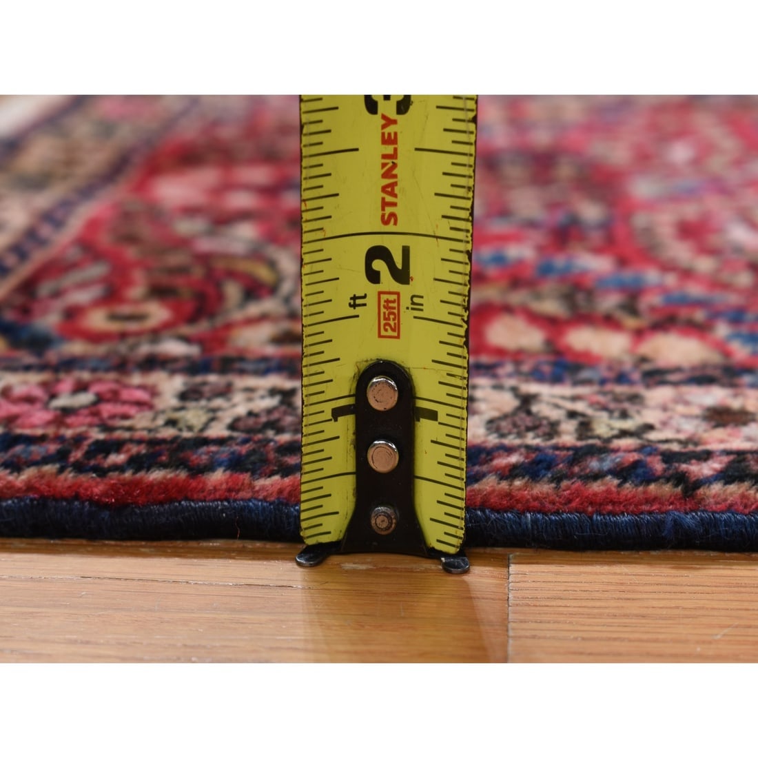 Jalapeno Red Mat Antique Zoroastrian Sarouk Hand Knotted Oriental Rug - 4