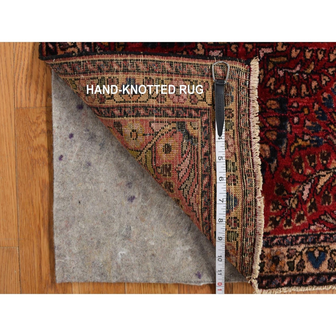 Jalapeno Red Mat Antique Zoroastrian Sarouk Hand Knotted Oriental Rug - 5