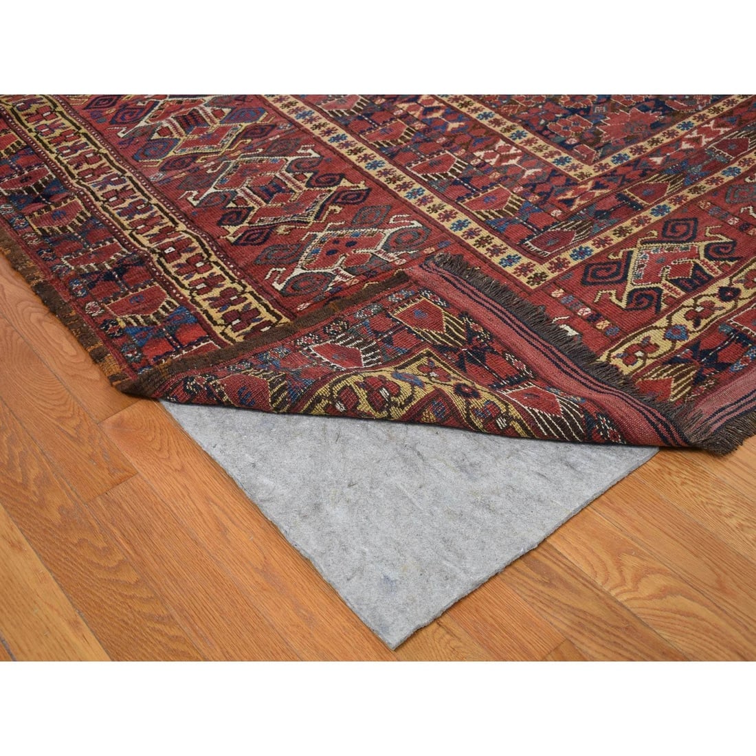 Midnight Blue Antique Afghan Beshir Geometric Hand Knotted Wool Rug - 4