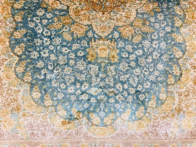 Vintage Persian Pure Silk Qum Rug-4700 - 6