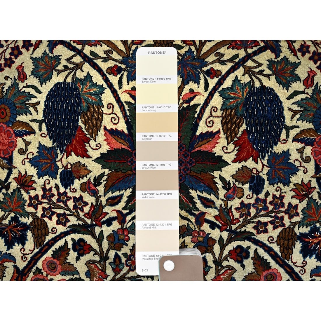 Lemon Icing White Antique Persian Kashan Kork Wool Pile Oriental Rug - 7