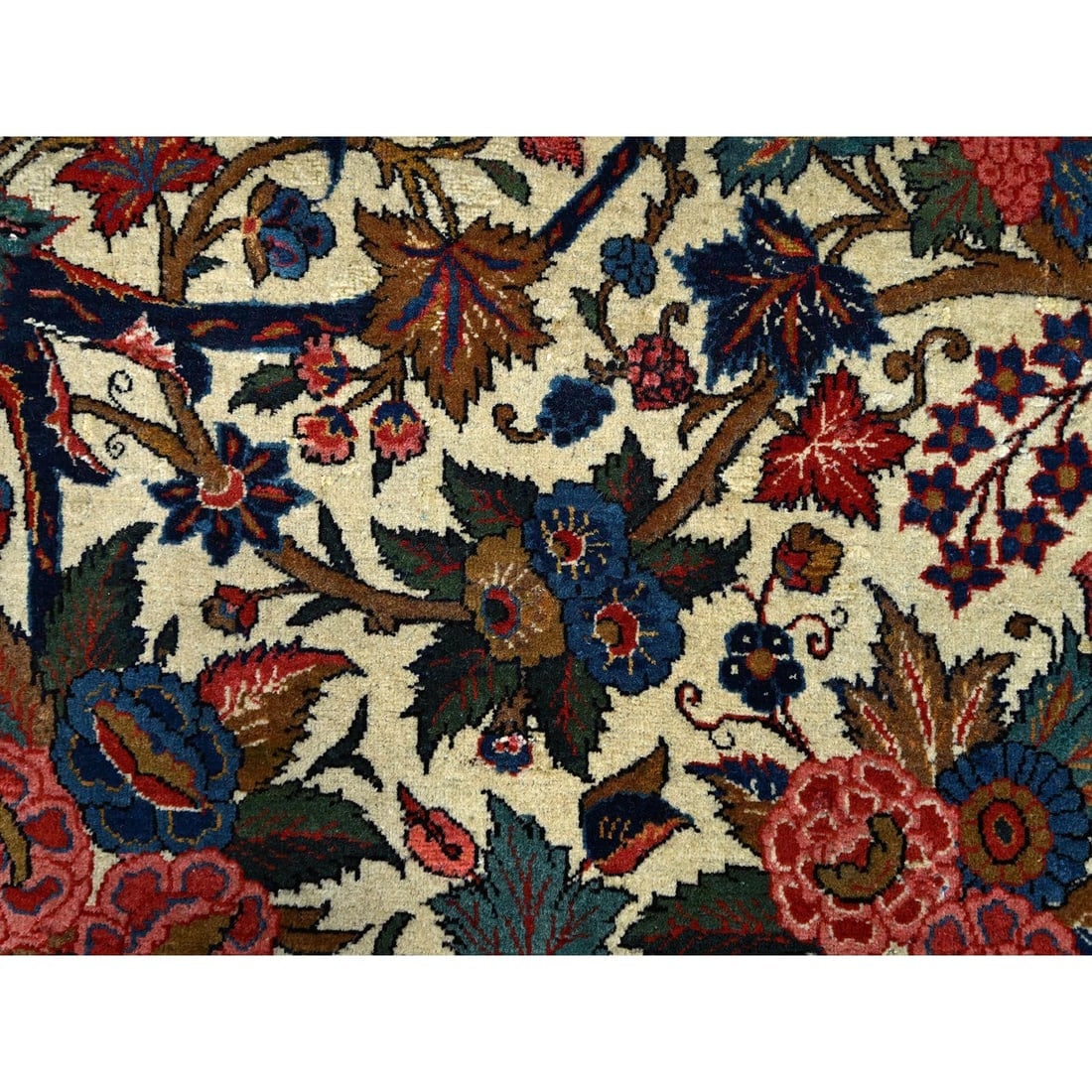 Lemon Icing White Antique Persian Kashan Kork Wool Pile Oriental Rug - 8