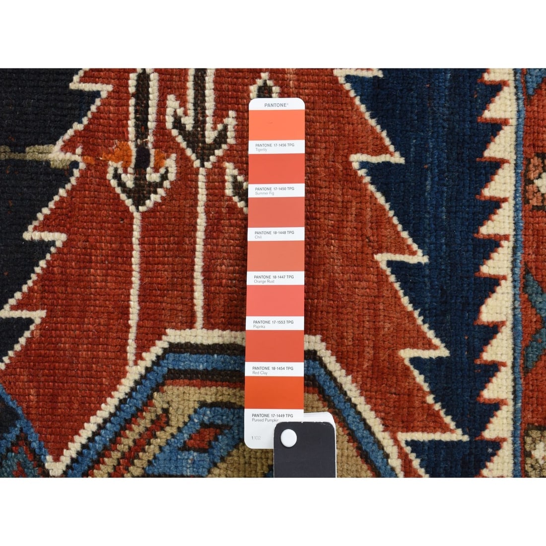 Blue Antique Caucasian Kazak, 100% Wool Hand Knotted, Runner Rug - 5