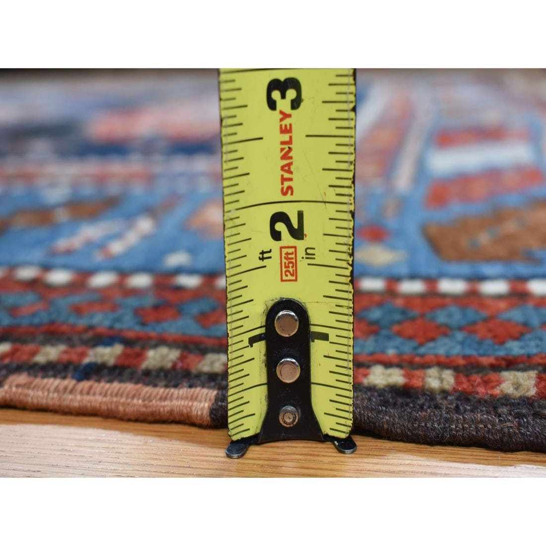 Blue Antique Caucasian Kazak, 100% Wool Hand Knotted, Runner Rug - 7