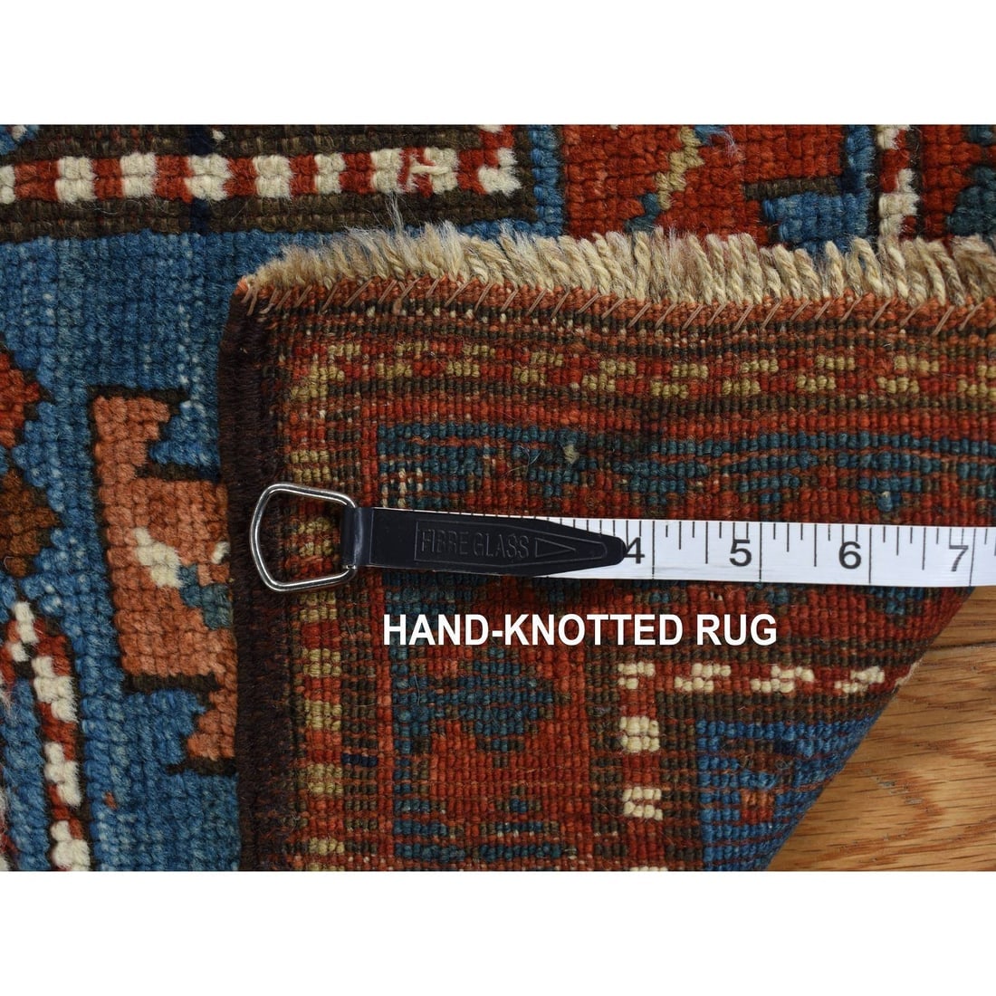 Blue Antique Caucasian Kazak, 100% Wool Hand Knotted, Runner Rug - 8