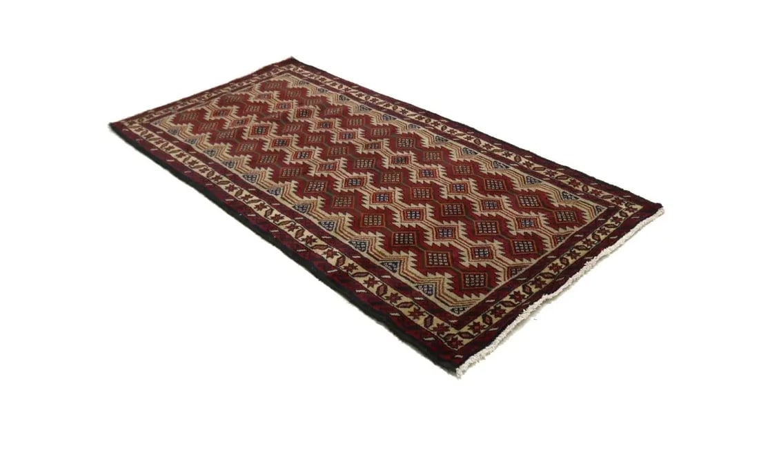 Vintage Beige Tribal 3'5X7 Balouch Persian Rug - 5