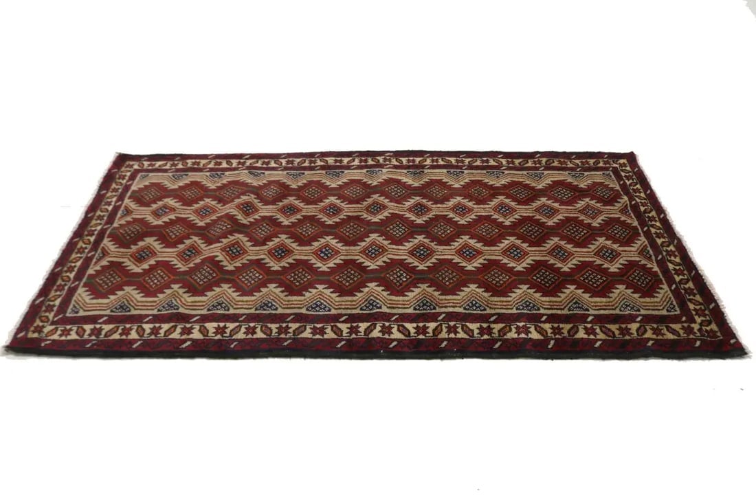 Vintage Beige Tribal 3'5X7 Balouch Persian Rug - 6