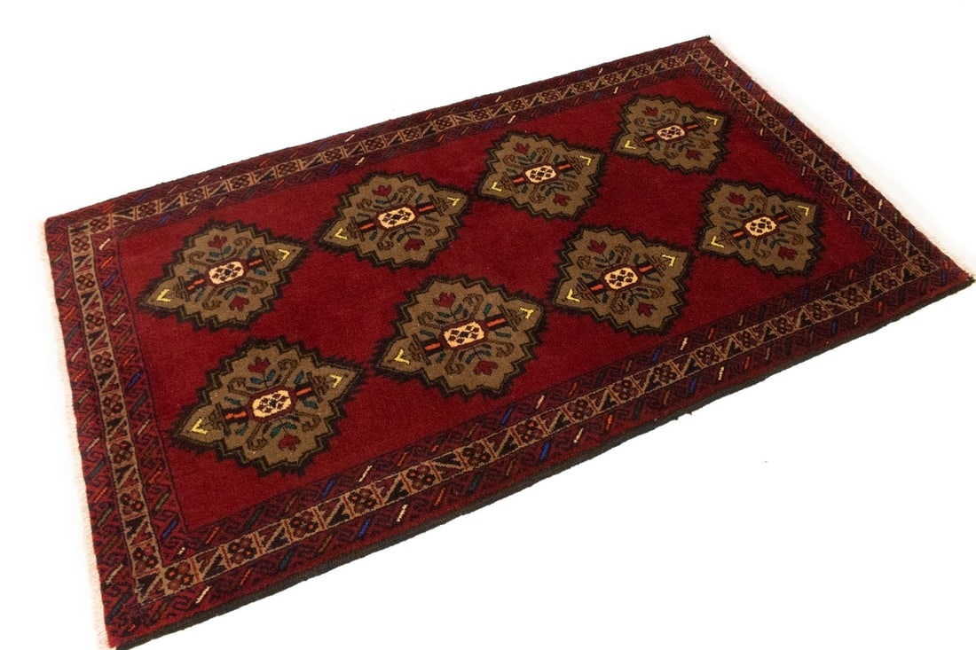 Vintage Red Tribal 3'6X6'3 Balouch Persian Rug - 4