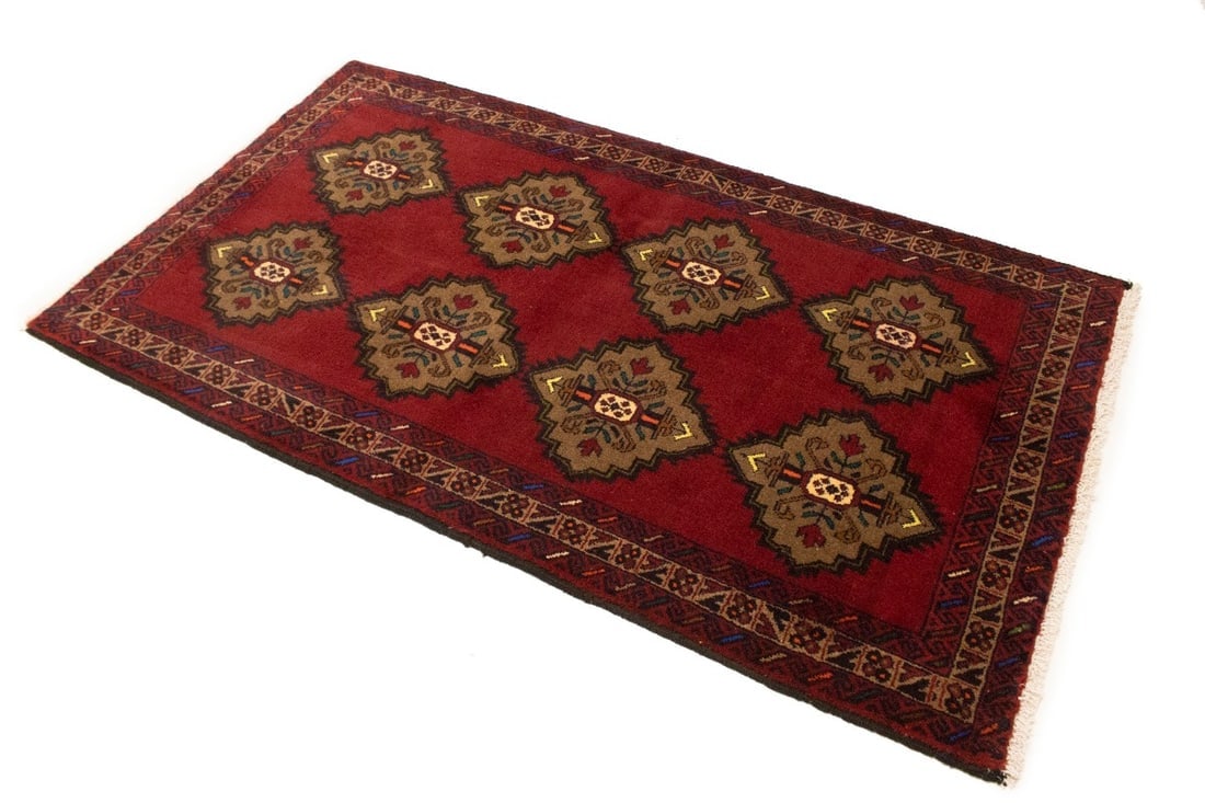 Vintage Red Tribal 3'6X6'3 Balouch Persian Rug - 5