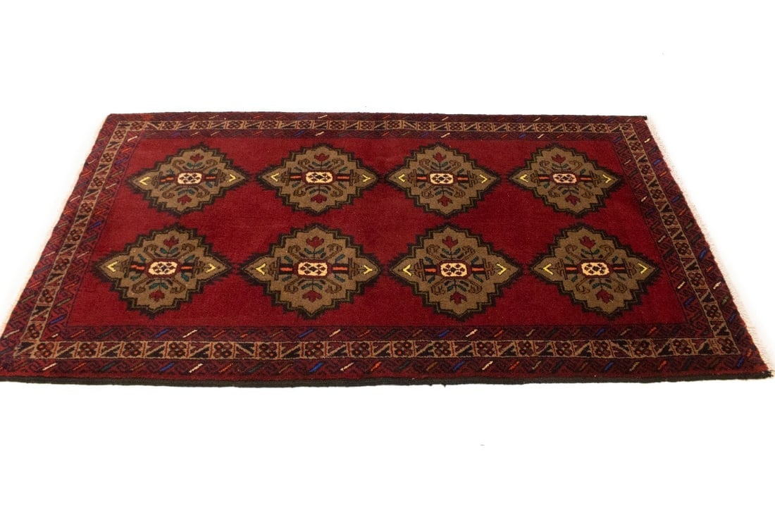 Vintage Red Tribal 3'6X6'3 Balouch Persian Rug - 6