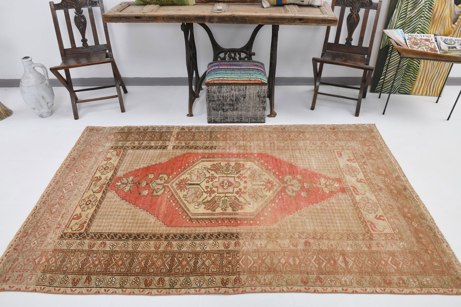4'7'' x 7'5'' Vintage Wool Runner Rug - 19410 - 2