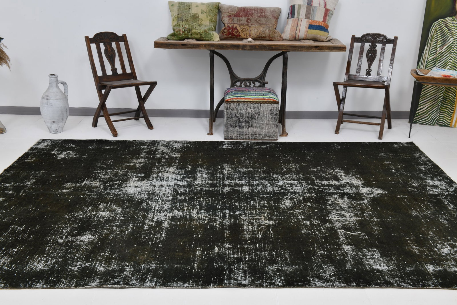 6'9'' x 10'3'' Handmade Vintage Wool Rug - 20058 - 2