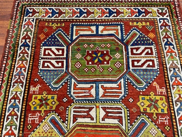 Colorful Antique Kazak Caucasian Rug-4714 - 4
