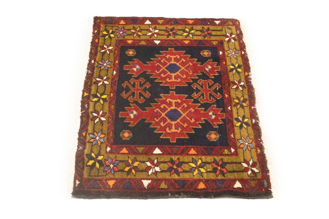 Vintage Tribal Geometric 2X3 Heriz Persian Rug - 3