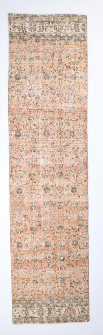 2'9'' x 11'1'' Handmade Vintage Wool Rug - 17880: Title: 2'9'' x 11'1'' Handmade Vintage Wool Rug - 17880 Description:2'9'' x 11'1'' Handmade Vintage Wool Rug - 17880 Origin:Turkiye Date/Period:1960-90 Materials:Wool,Cotton Dimension:2'9''x11'1''