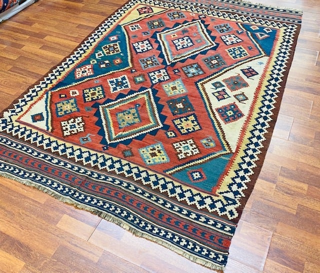 Colorful antique Persian quashqaie Kilim rug-2251 - 5