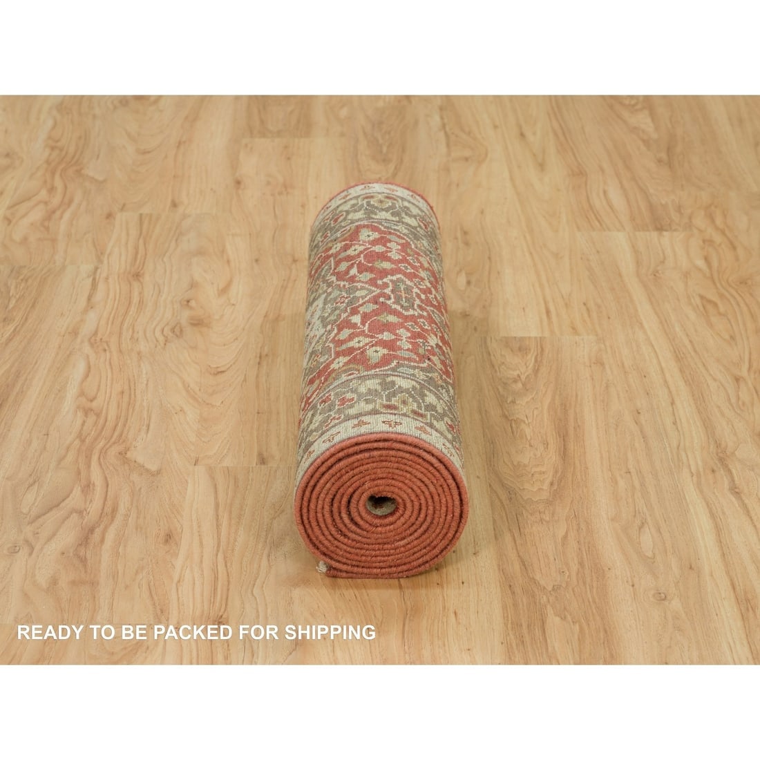 Upsdell Red Hand Knotted Wool Antiqued Haji Design Runner Rug - 5