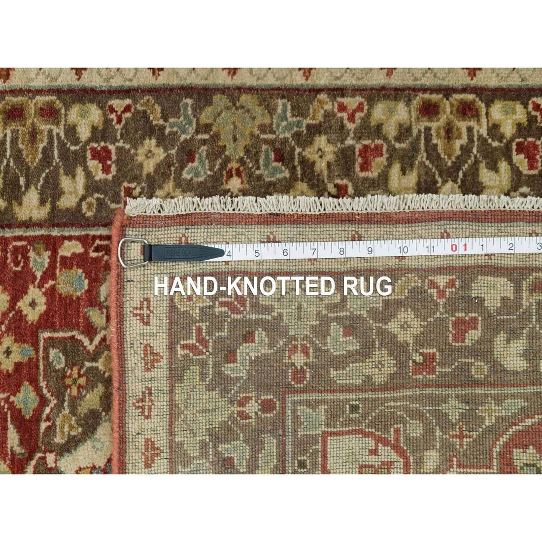 Upsdell Red Hand Knotted Wool Antiqued Haji Design Runner Rug - 7