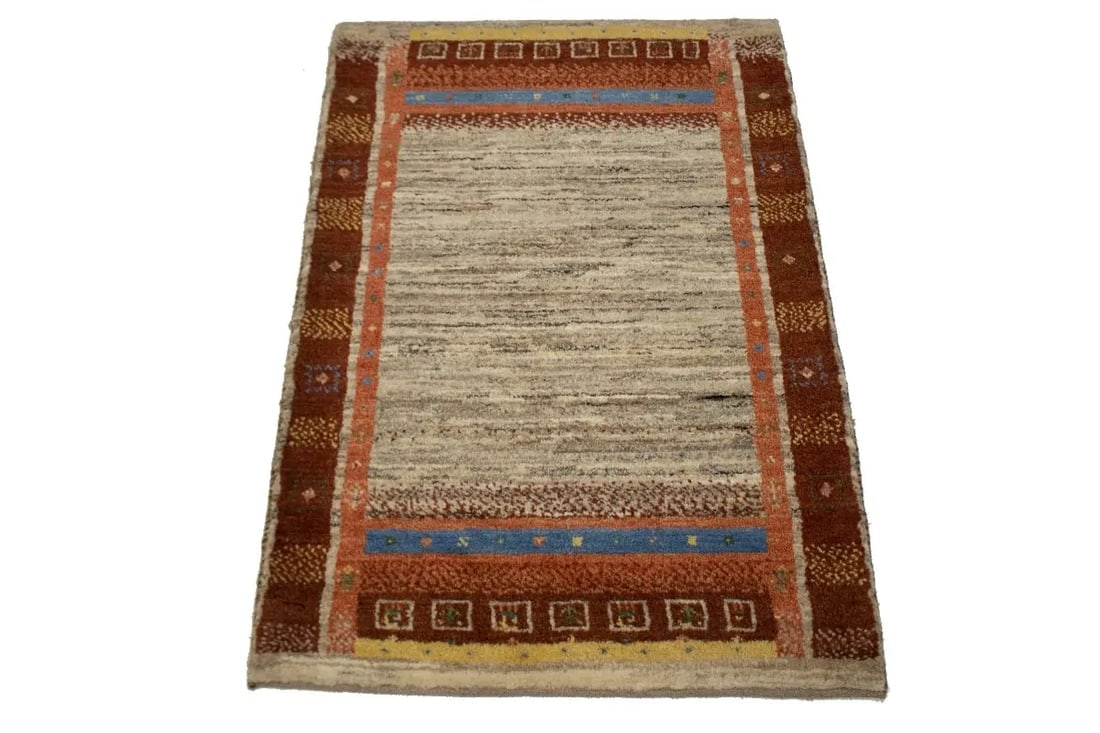 Vintage Tribal Bordered 3X4 Gabbeh Persian Rug - 3