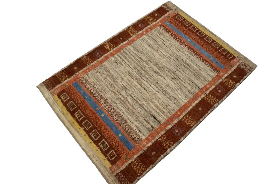 Vintage Tribal Bordered 3X4 Gabbeh Persian Rug - 4