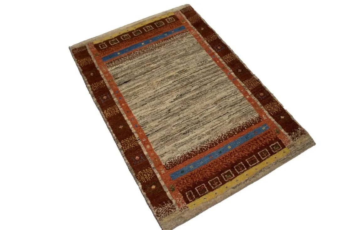 Vintage Tribal Bordered 3X4 Gabbeh Persian Rug - 5