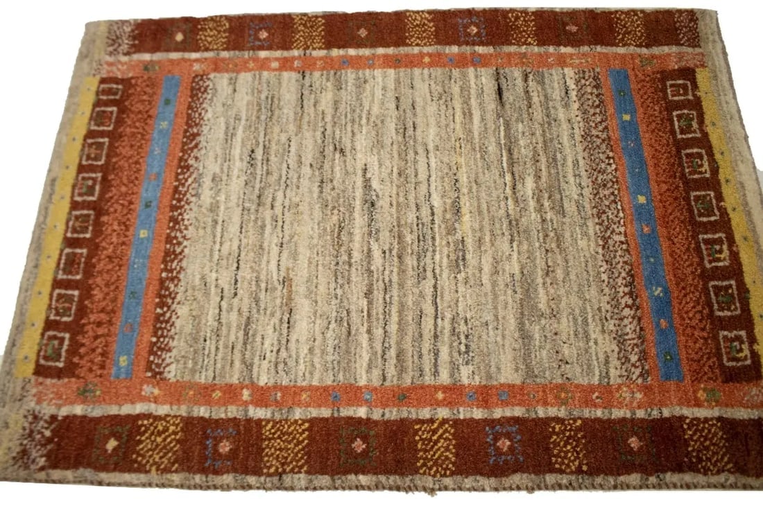 Vintage Tribal Bordered 3X4 Gabbeh Persian Rug - 6