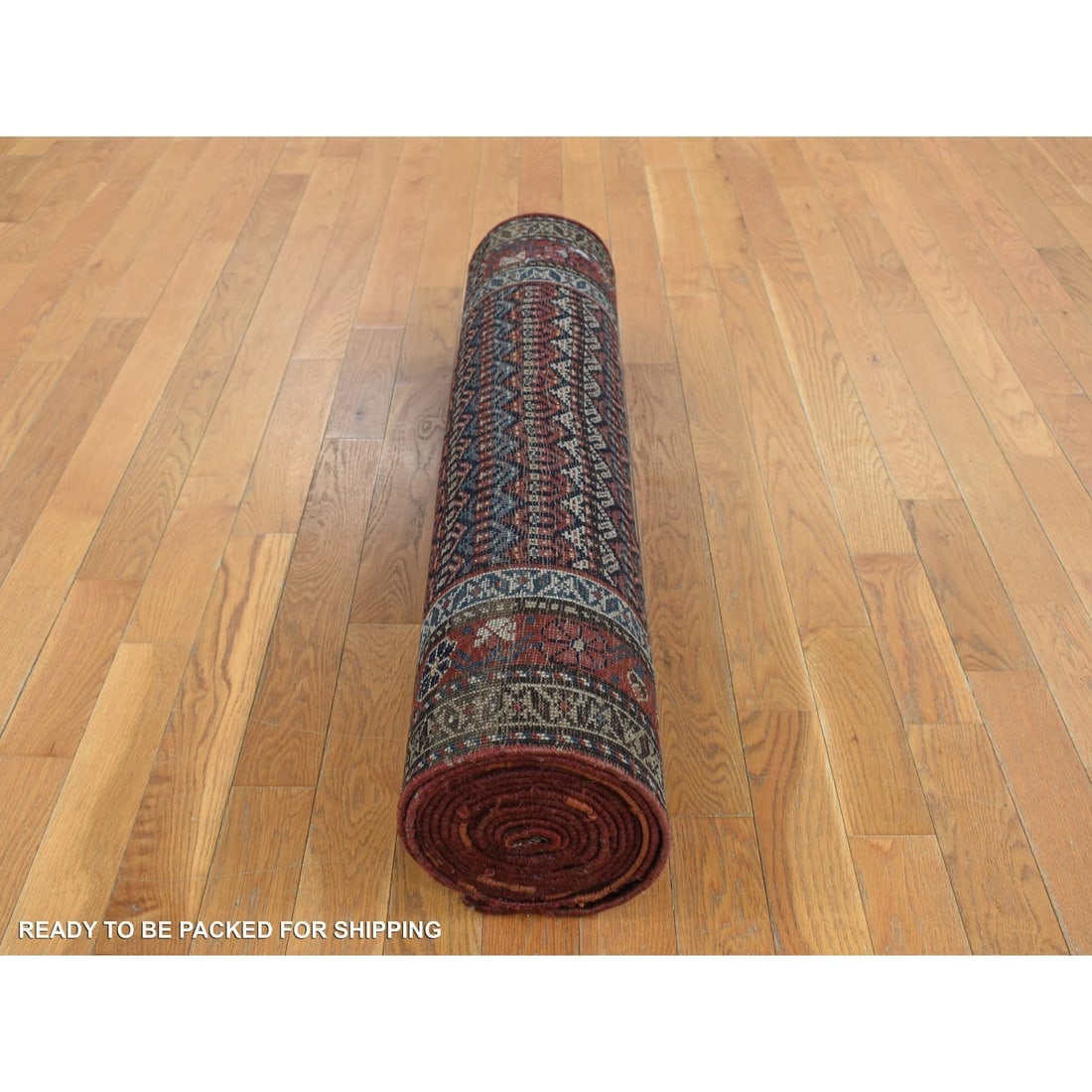 Blue, Antique Kurdish Bijar, Pure Wool Hand Knotted Wide Runner Rug - 6