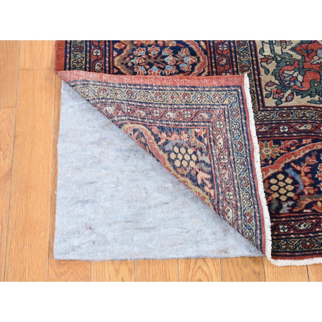 Barn Red, Antique Persian Feraghan Sarouk, Soft Wool Hand Knotted Rug - 4