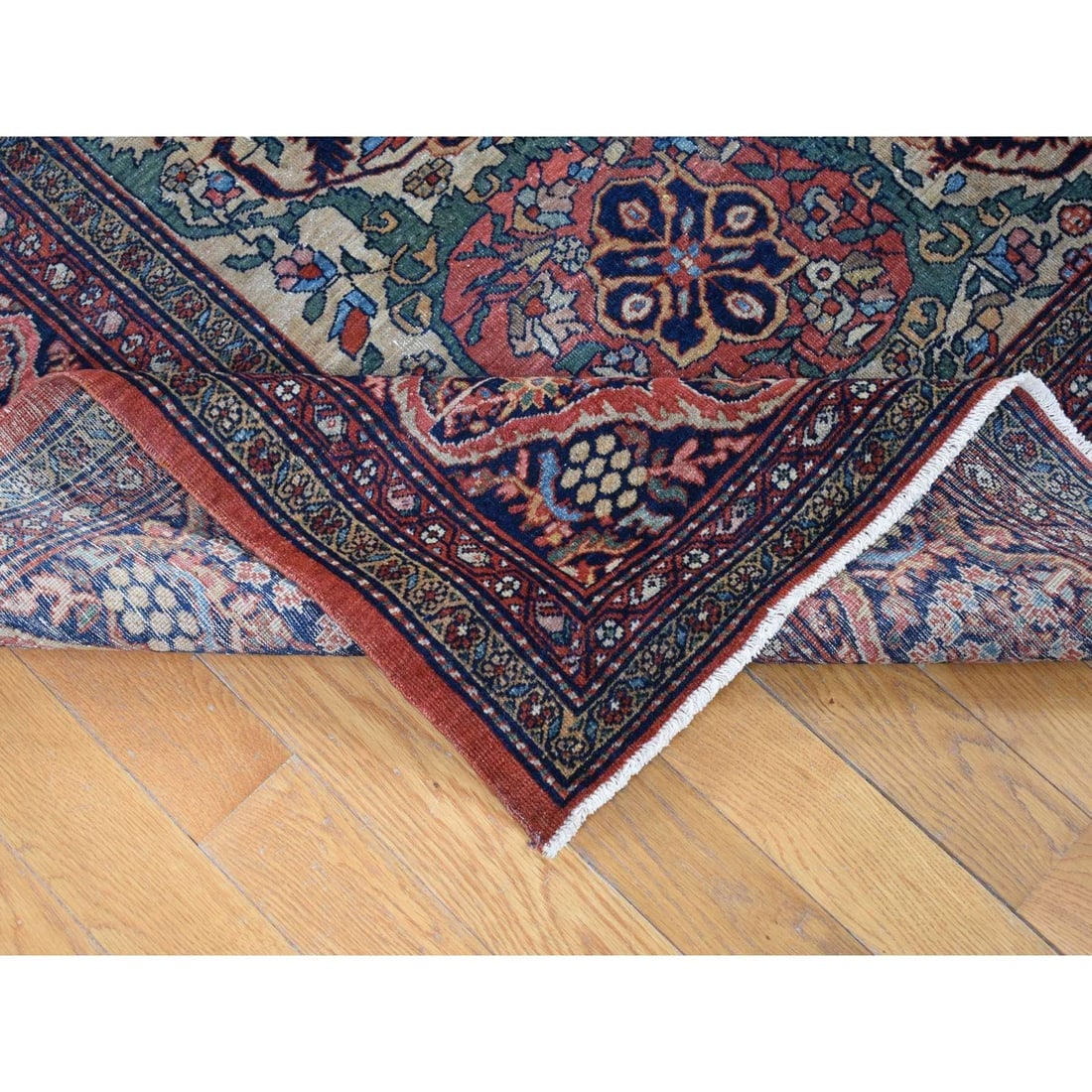 Barn Red, Antique Persian Feraghan Sarouk, Soft Wool Hand Knotted Rug - 5