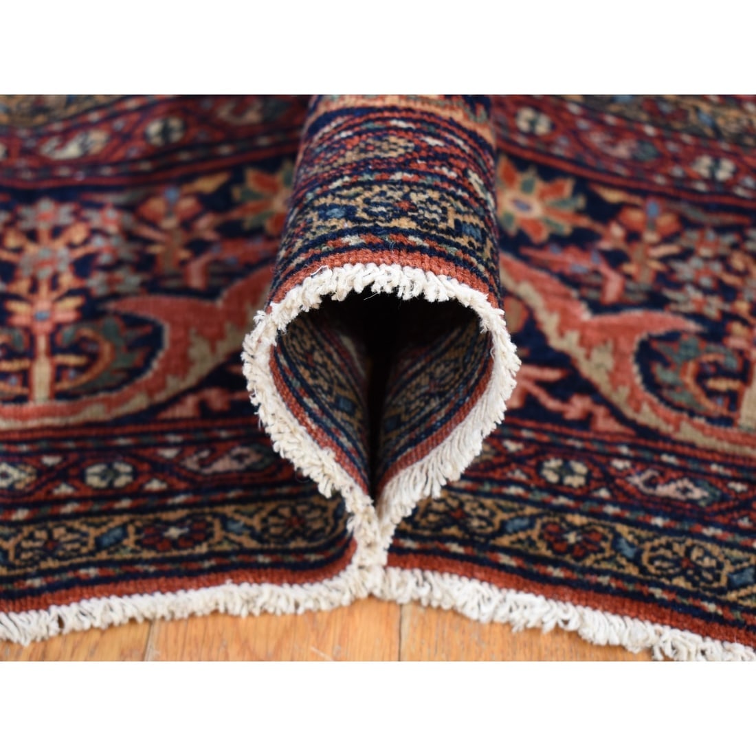 Barn Red, Antique Persian Feraghan Sarouk, Soft Wool Hand Knotted Rug - 6