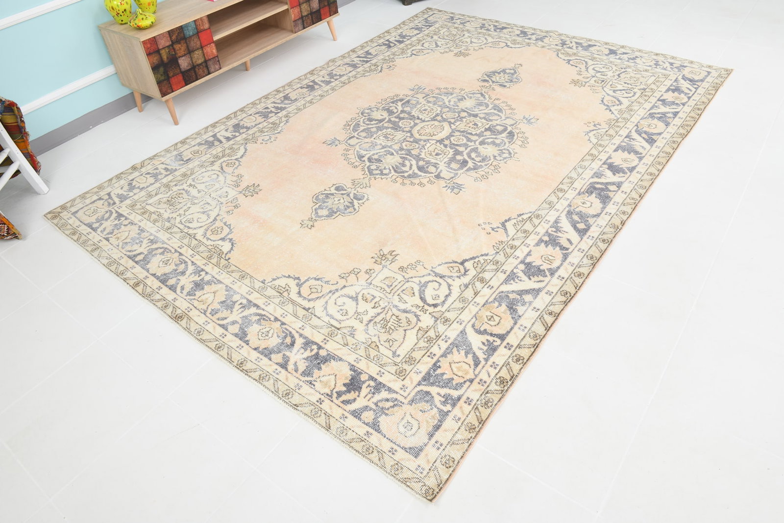 6'11'' x 9'11'' Handmade Vintage Wool Rug - 17887 - 3