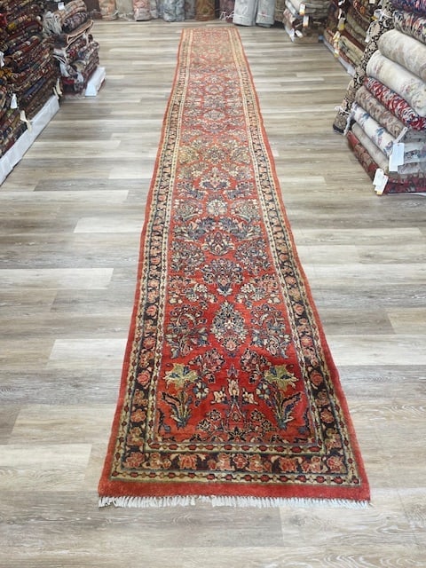 Antique long Persian Sarouk runner-5294 (1 of 9)