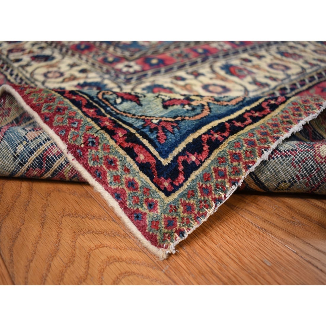 Red Antique Lavar Kerman Medallion Wool Hand Knotted Oriental Rug - 6