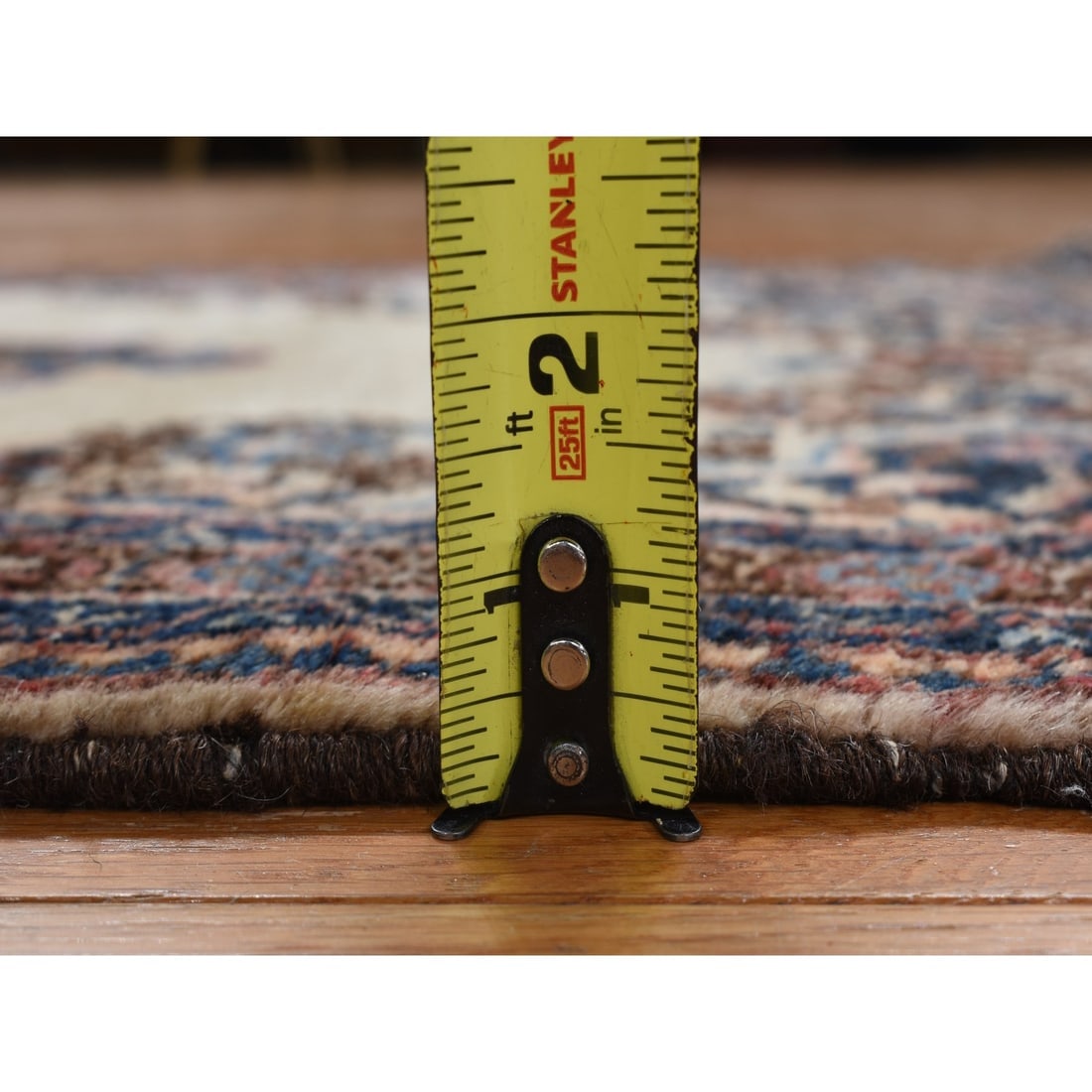 Ivory Antique Sarouk Mat Hand Knotted Wool Open Field Medallion Rug - 4