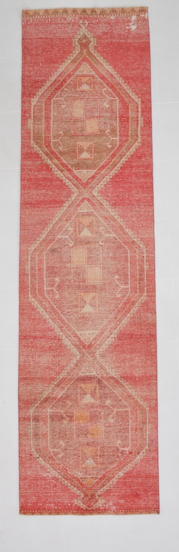 2'11'' x 11'2'' Turkish Vintage Runner Rug - 19418: Title: 2'11'' x 11'2'' Turkish Vintage Runner Rug - 19418 Description:2'11'' x 11'2'' Turkish Vintage Runner Rug - 19418 Origin:Turkiye Date/Period:1960-90 Materials:Wool,Cotton Dimension:2'11''x11'2'