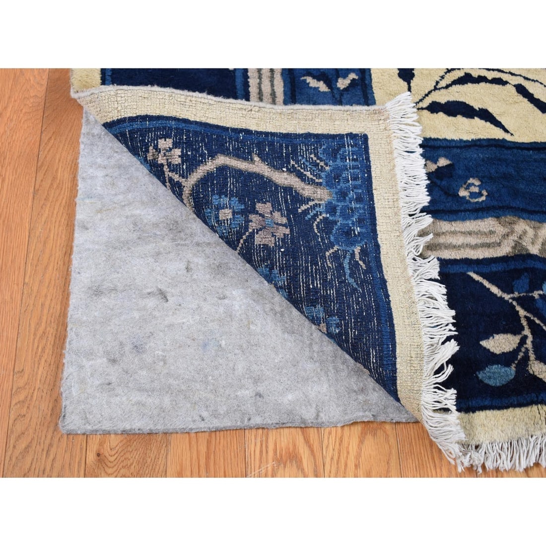 Cream Color, Antique Chinese Peking, Hand Knotted, Pure Wool Rug - 4