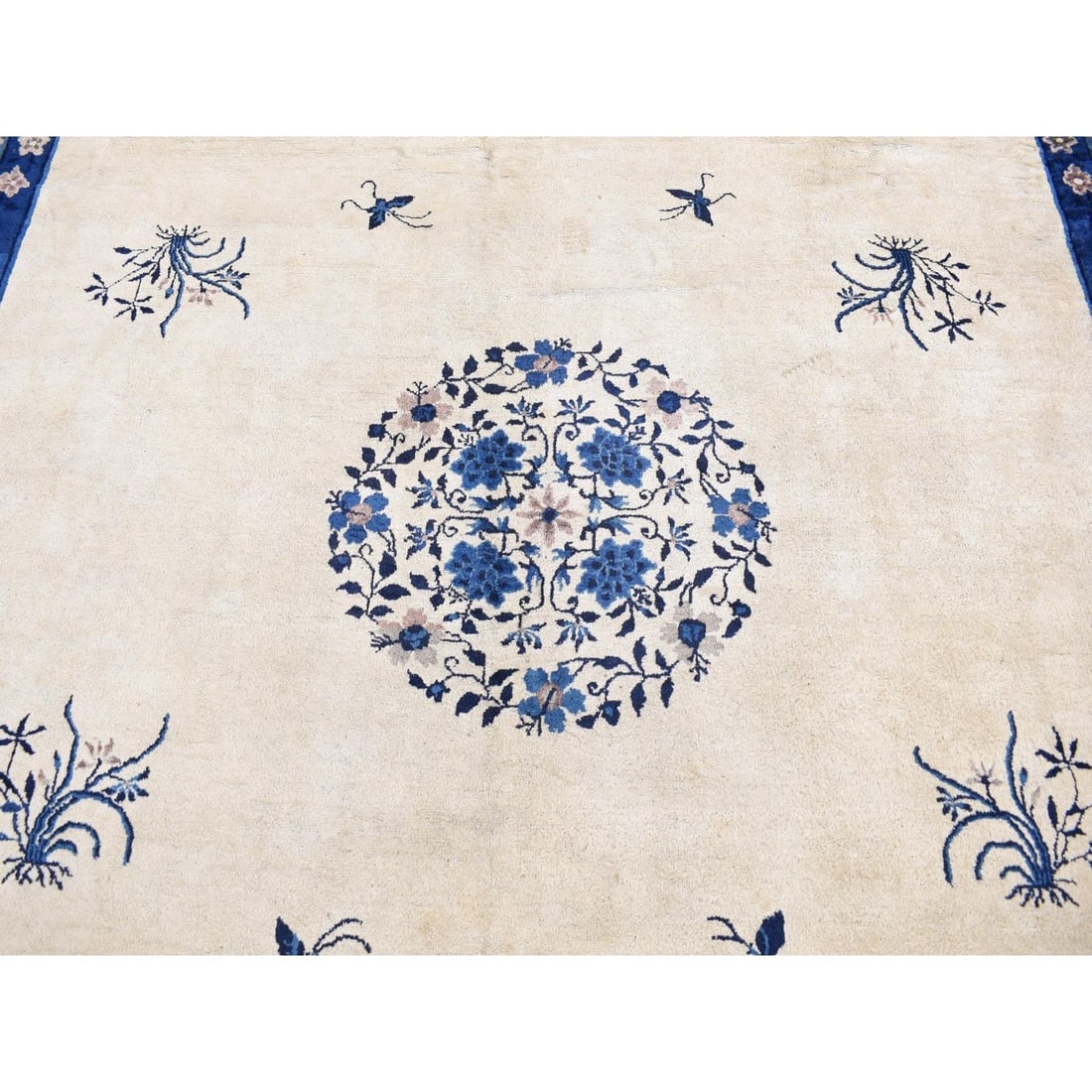 Cream Color, Antique Chinese Peking, Hand Knotted, Pure Wool Rug - 8