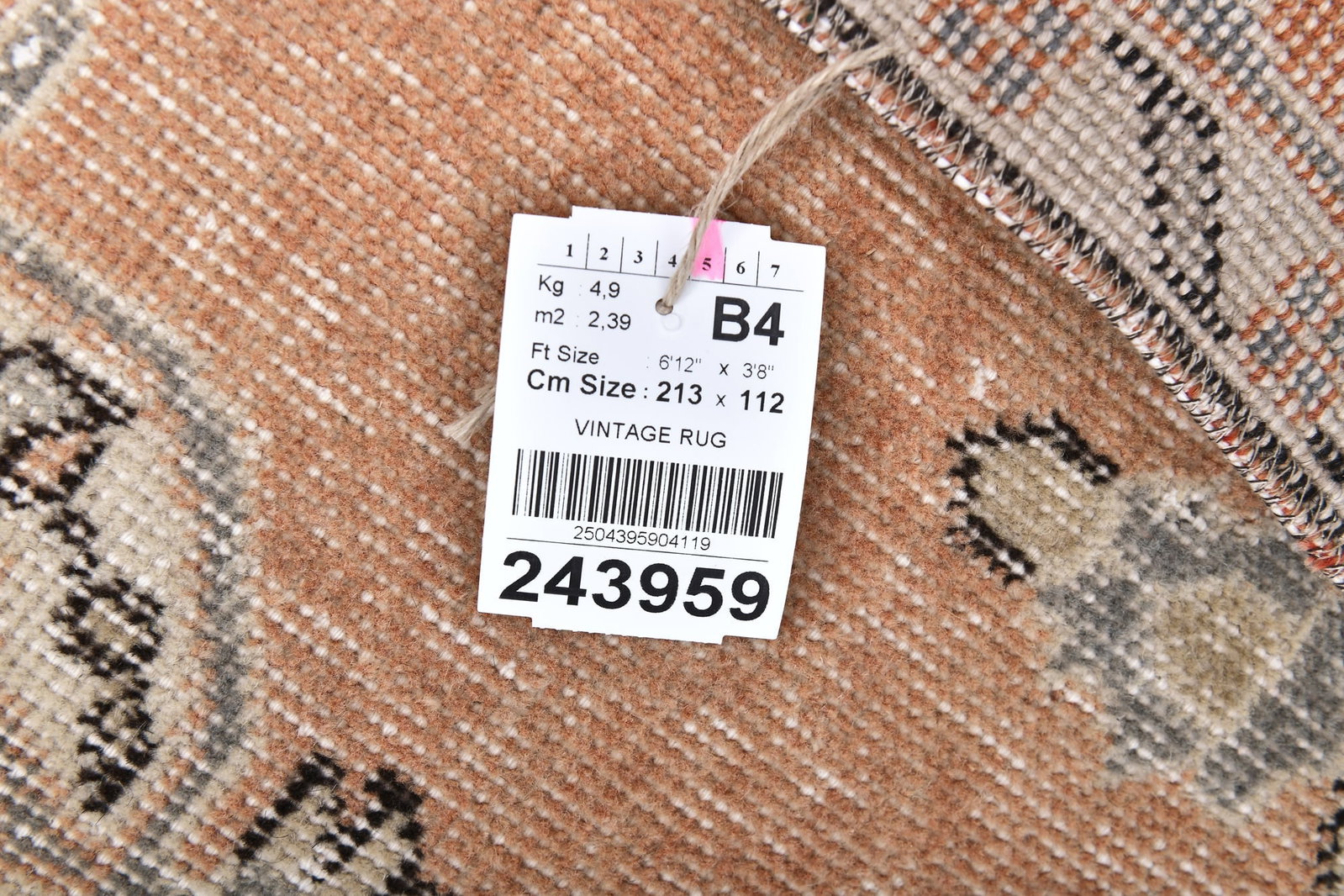 3'8'' x 6'11'' Handmade Vintage Wool Rug - 243959 - 13