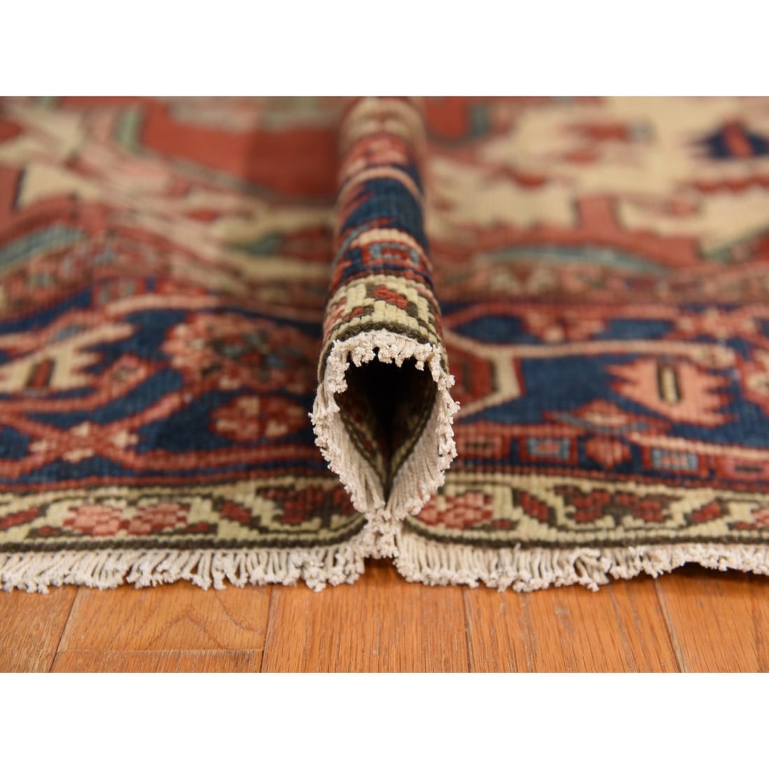 Chili Red Antique Persian Serapi Clean Good Cond Hand Knotted Wool Rug - 5