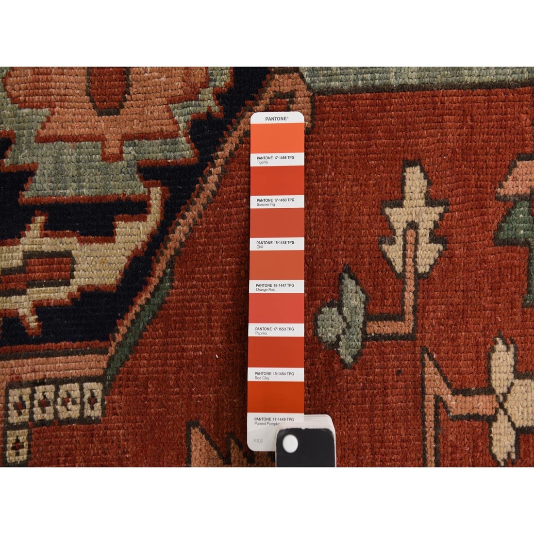 Chili Red Antique Persian Serapi Clean Good Cond Hand Knotted Wool Rug - 7
