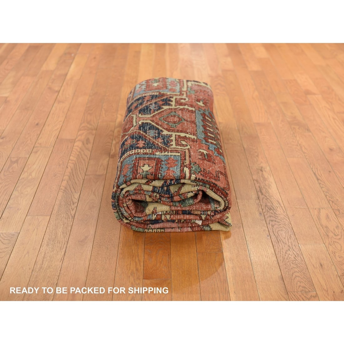 Chili Red Antique Persian Serapi Clean Good Cond Hand Knotted Wool Rug - 8