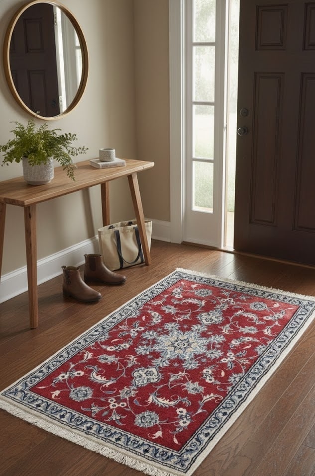 Vintage Red Floral 3X5 Nain Persian Rug - 2