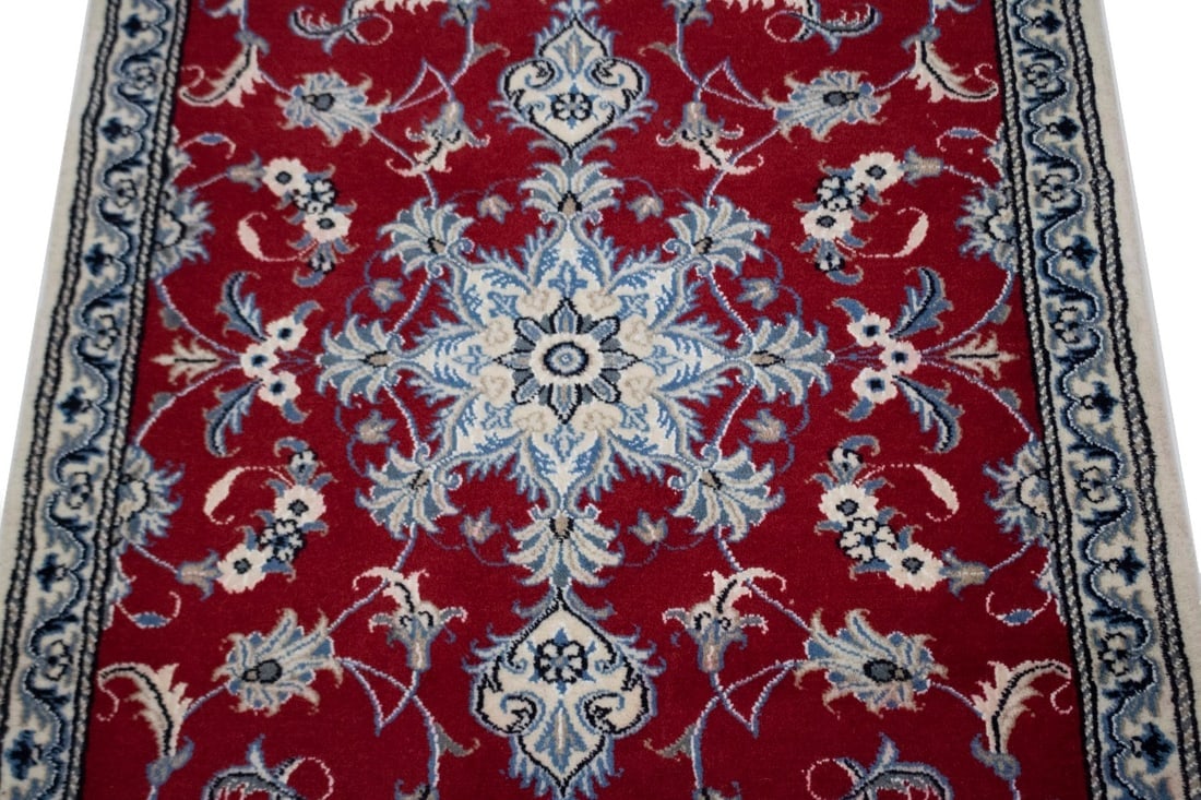 Vintage Red Floral 3X5 Nain Persian Rug - 4