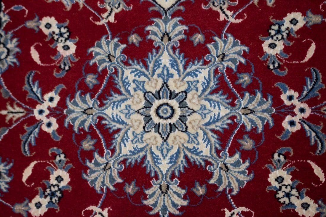 Vintage Red Floral 3X5 Nain Persian Rug - 5