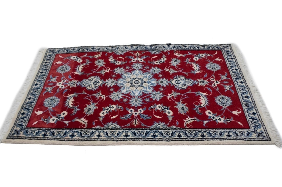 Vintage Red Floral 3X5 Nain Persian Rug - 6