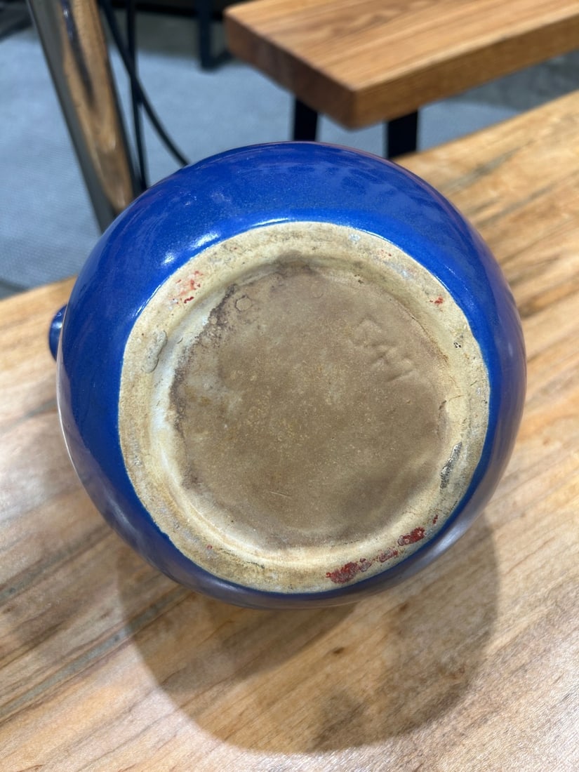 Mid-Century Modern Cobalt Blue Glazed Ceramic Pitcher - 3